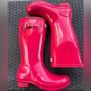 Hunter Wellingtons BRIGHT PINK Waterproof Rubber RAIN BOOTS US Youth 4G/3B